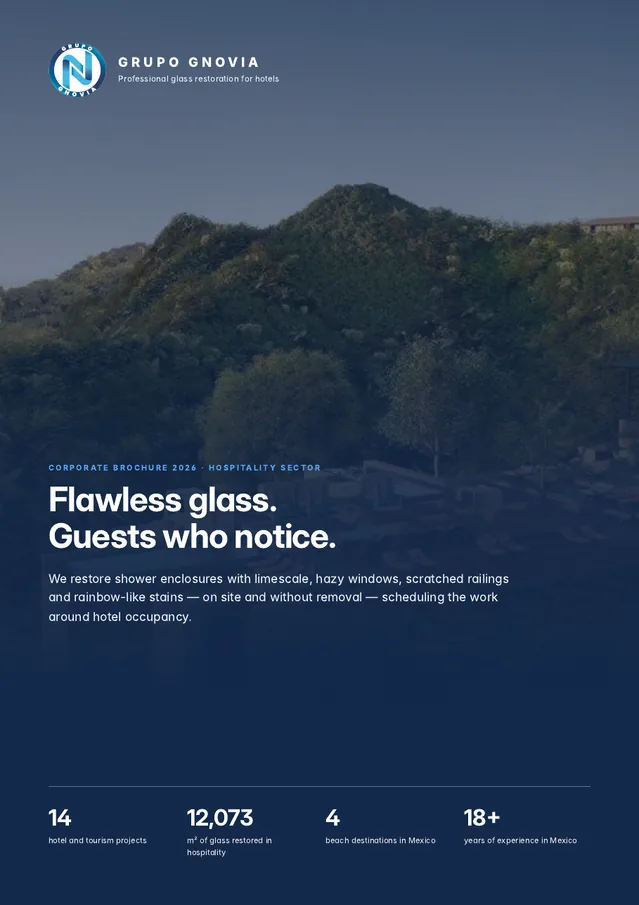 Cover of 2026 Corporate brochure · Flawless glass. Guests who notice.
