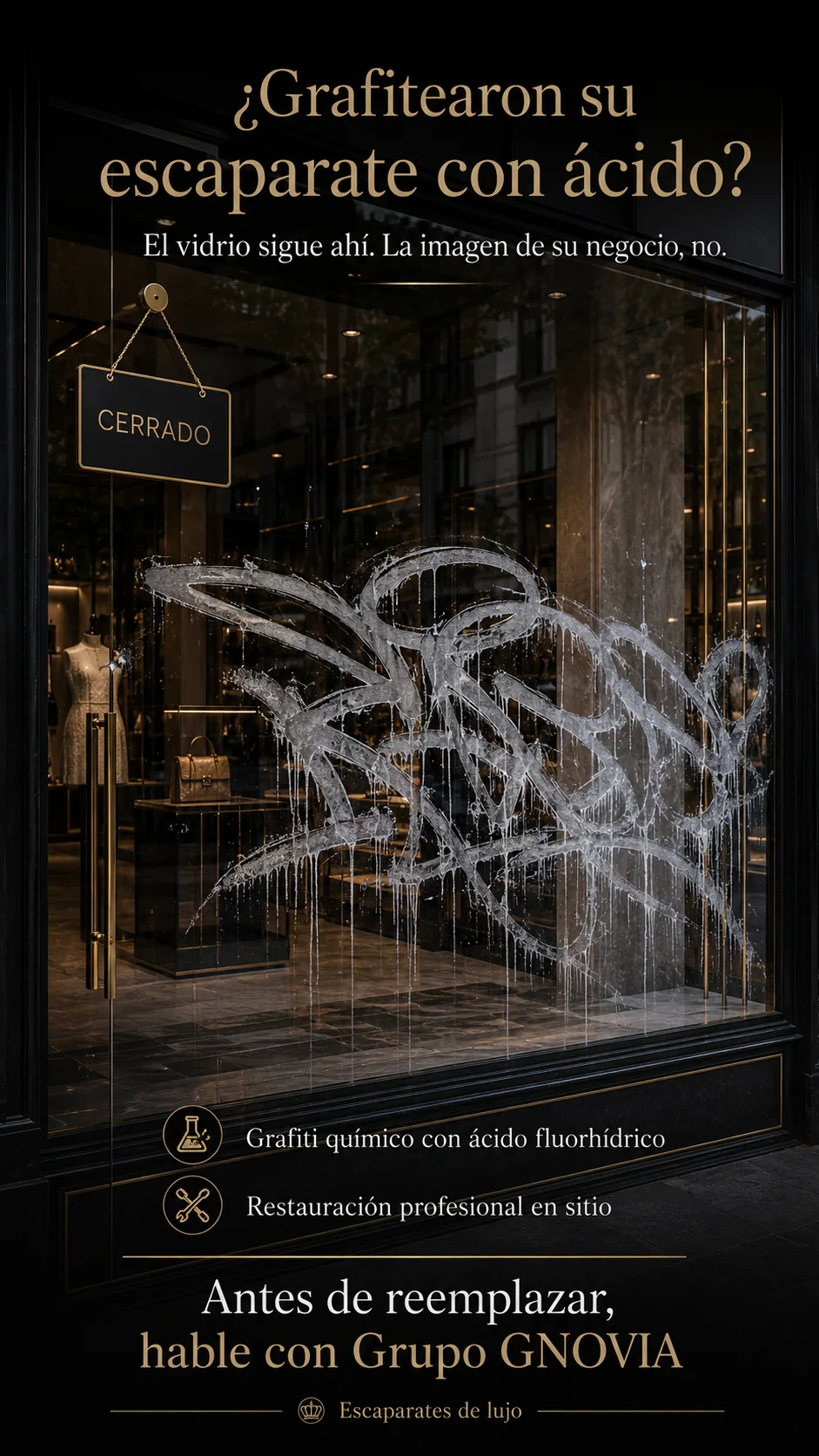 Grafiti con ácido: restaura la imagen del vidrio vandalizado