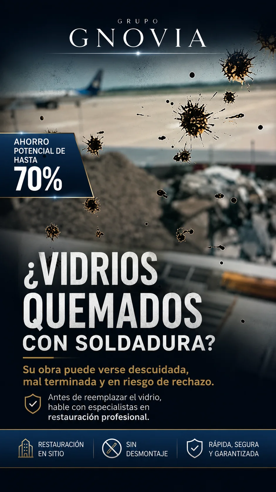 Restauramos vidrios quemados con soldadura sin reemplazarlos